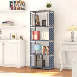 Multipurpose Collapsible Bookshelf 5 Racks Book Stand Almirah for Home & Kids Metal Open Book Shelf-18