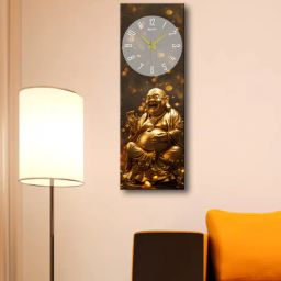 olive tree Multicolour Rectangle 24 Inches Wooden Wall Clock (Laughing Budha)-picture-33