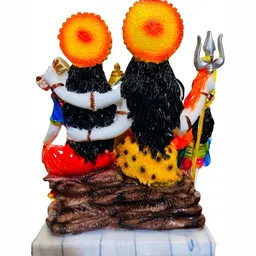 krishnagallery1 White & Red Marble Shiv Parvathi Showpiece image 4