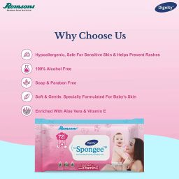 DIGNITY Spongee Baby Wet Wipes, 150 x 200 mm, 72 Wipes/Pack (White) Pack of 12-image-8