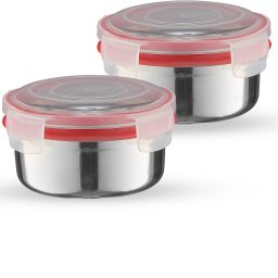 Stainless Steel Clip N Close BPA Free, Leak Proof, Airtight Set of 2 Containers Lunch Box-image-12