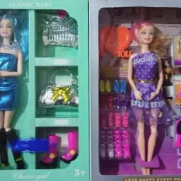Combo Doll House Set for Girls , Doll Set ,Doll Set for Girls with Foldable Hands and Leg (Pack of 2 Set and Shoes)-4