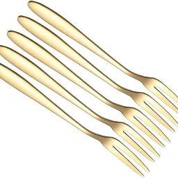 Portable Forks Tasting Cocktail Appetizer Forks Mini Party Travel (Gold) Stainless Steel Fruit Fork, Dessert Fork, Salad Fork Set-26