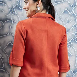 Athena Rust Notched Lapel Collar Coat With Trousers Co-Ords image 4