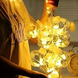 SPARK WORLD Yellow Ball Shape LED Curtain Fairy String Lights image 4