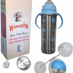 Stainless Steel Baby Feeding Bottle for Milk, Water with Silicone Nipple, Sipper - 240 ml-picture-2