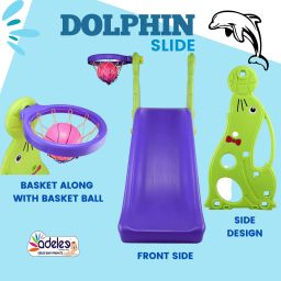 Baby Slide - Garden Slide in Dolphin Shape Along with One Basketball for Kids-14