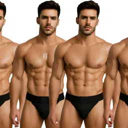 Pack of 4 Solid, Self Design Men Brief-picture-17