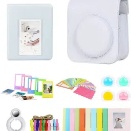 Zikkon Instax Mini 12 Clay White Protective Camera Case PU Leather Carrying Bag with Photo Album and Accessories KitsCamera Bag-image-73
