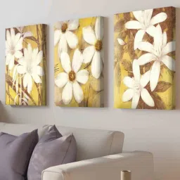 art street Floral White Engineered Wood (Set of 3) Art Panels-picture-2