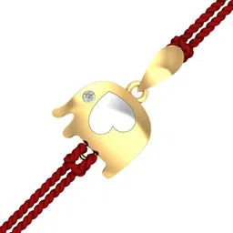 KUBERBOX Elephant Kids 18KT Gold Diamond Studded Rakhi-1.17gm-picture-40