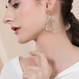 TOKYO TALKIES X rubans FASHION ACCESSORIES Gold-Toned Handcrafted CZ Classic Drop Earrings-54