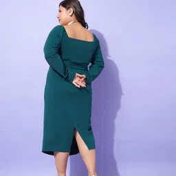 SASSAFRAS Curve Plus Size Sheath Midi Dress image 4