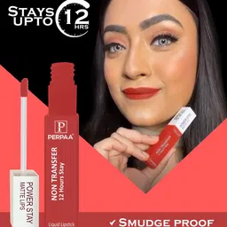 PERPAA Set Of 2 Waterproof Liquid Matte Power Stay Lipstick-Timeless Mauve & Apple Red-4ml image 2