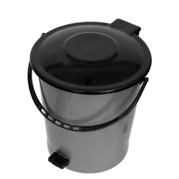 Kuber Industries Set Of 2 Grey & Black Solid Plastic Pedal Dustbin With Handle image 4