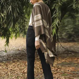 KHALEEJ Checked Longline Wool Front-Open Sweater image 4