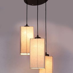 Devansh Grey Cotton Square Cluster Hanging Lamp image 2