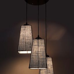 Devansh Blue Set Of 3 Jute Pyramid Cluster Hanging Lamp image 5