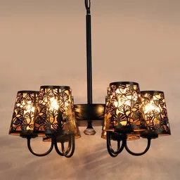 Devansh Black Textured Metal Etching 06 Chandelier Lamp Shade image 5