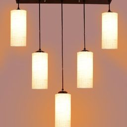 Devansh White Round Quintuple Hanging Lamp image 2