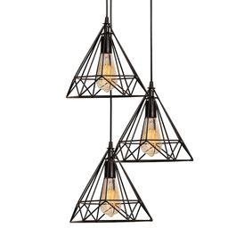 Homesake Black Set Of 3 Lights Cluster Chandelier Diamond Hanging Ceiling Lamp image 5