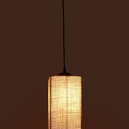 Devansh White Solid Square Iron Jute Shade Hanging Lamp image 4