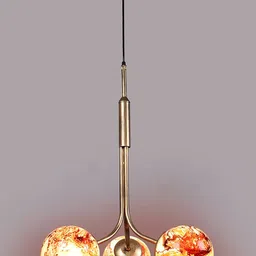 MFD HOME FURNISHING Gold Toned & Red Textured 3D Ceiling Lamp With 3 Shade Light image 5