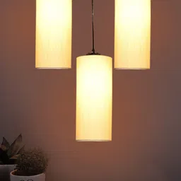 Devansh Off-White & Black Cluster Round Hanging Lamps With Cotton Shades image 5