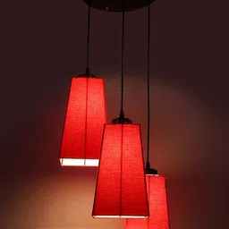 Devansh Red Set Of 3 Cotton Pyramid Cluster Hanging Lamp image 5