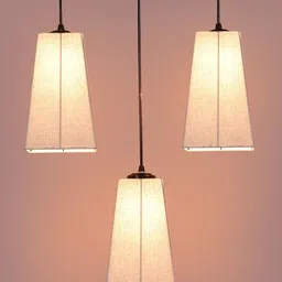 Devansh Grey & Black Cluster Pyramid Shaped Hanging Lamps With Cotton Shades image 5