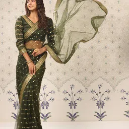 Ode by House of Pataudi Embellished Sequinned Heavy Work Saree-image-2