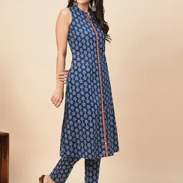 Globus Ethnic Motifs Printed A Line Kurta & Trouser Set image 5