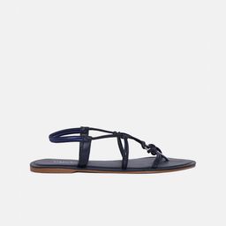 Vishudh Navy Blue Embellished Open Toe Flats With Backstrap image 4