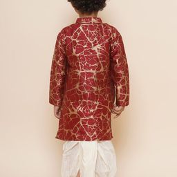 Sethukrishna Boys Mandarin Collar Abstract Printed Kurta with Dhoti Pants image 4