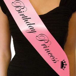 CHOCOZONE Set Of 50 Pink Balloons, Birthday Banner, Sash & Tiara Birthday Decorations image 3