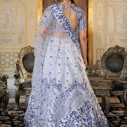 FABPIXEL Embroidered Sequinned Semi-Stitched Lehenga & Unstitched Blouse With Dupatta image 4