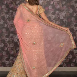 ODETTE Embroidered Mirror Work Semi-Stitched Lehenga & Unstitched Blouse With Dupatta image 4