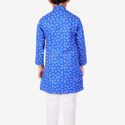 Pro-Ethic STYLE DEVELOPER Boys Blue & White Printed Regular Kurta with Pyjamas image 3