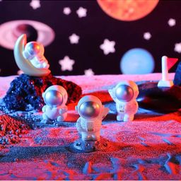 CHOCOZONE Set Of 7 White Astronaut Spaceship Miniature Space Crafts image 2