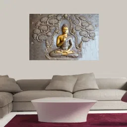 Gold Buddha Sparkle Coated Self Adhesive Painting Without Frame Digital Reprint 18 inch x 24 inch Painting-image-44