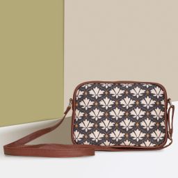 Black, White Women Sling Bag Handmade Bags for Females - Vegan Leather and Indian Fabric Slings-74