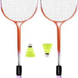 Multicolour Badminton kit Set Of 2 Piece Racquet with 2 Piece Plastic ShuttleCock Badminton Kit-image-30