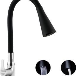 Topaz Brass Swan Neck Tap/Wash Basin Faucet With Black 360 Degree Flexible Silicon Swivel Spout & Dual Flow Pattern For Hot OR Cold Water Pillar Tap Faucet-image-69