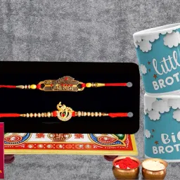 Religious Rakhi Gift Set/ Designer Rakhi For Bhaiya/ Rakhi For Bhai/ Rakhi For Brother/ Mauli Thread Rakhi, Mug, Chawal Roli Pack, Greeting Card Set-picture-14
