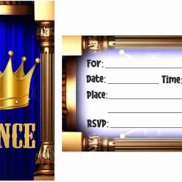 Prince Theme Invitations Cards with Envelopes for Birthday Party Kids Birthday Party Invitations for Boys and Girls Pack of 10 Invitation Card-26