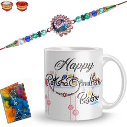 Designer R(113-RR)-11 Mauli Thread Rakhi, Mug, Chawal Roli Pack, Greeting Card Set-image-96