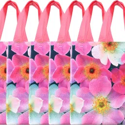 PVC Sunflower Bags for Lunch-Grocery-Shopping|Pack of 6|Multicolor Pack of 6 Grocery Bags-image-60