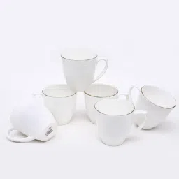 Embose with Vertical Strip Bone China Coffee Mug-image-4