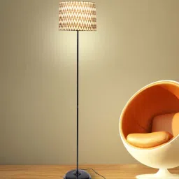 tu casa Modern Black metal Floor Lamp with Chevron Print Shade-picture-21