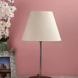 BTR CRAFTS White & Black Frustum Shaped Metal Table Lamp with Adjustable Cord-31